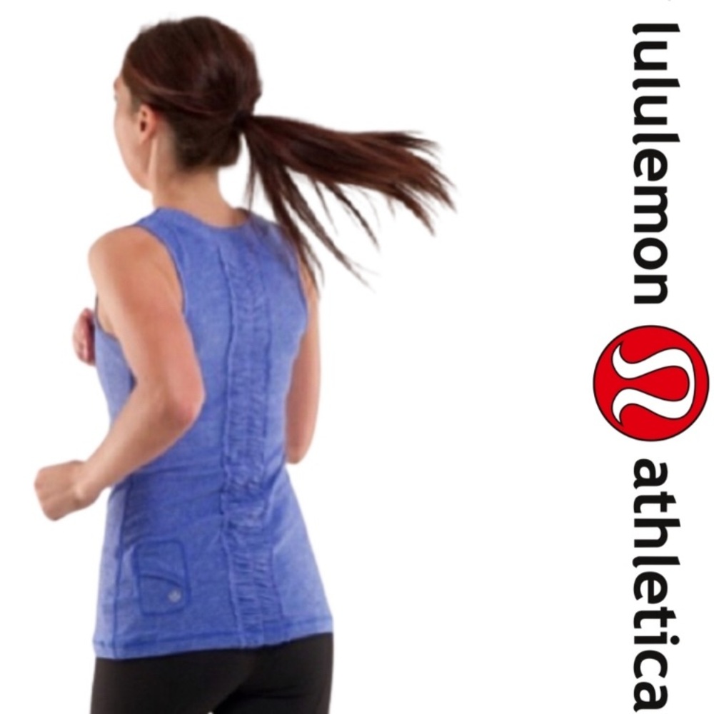 Lululemon Dash tank size 8 with ruffle down the back Pocket/logo back